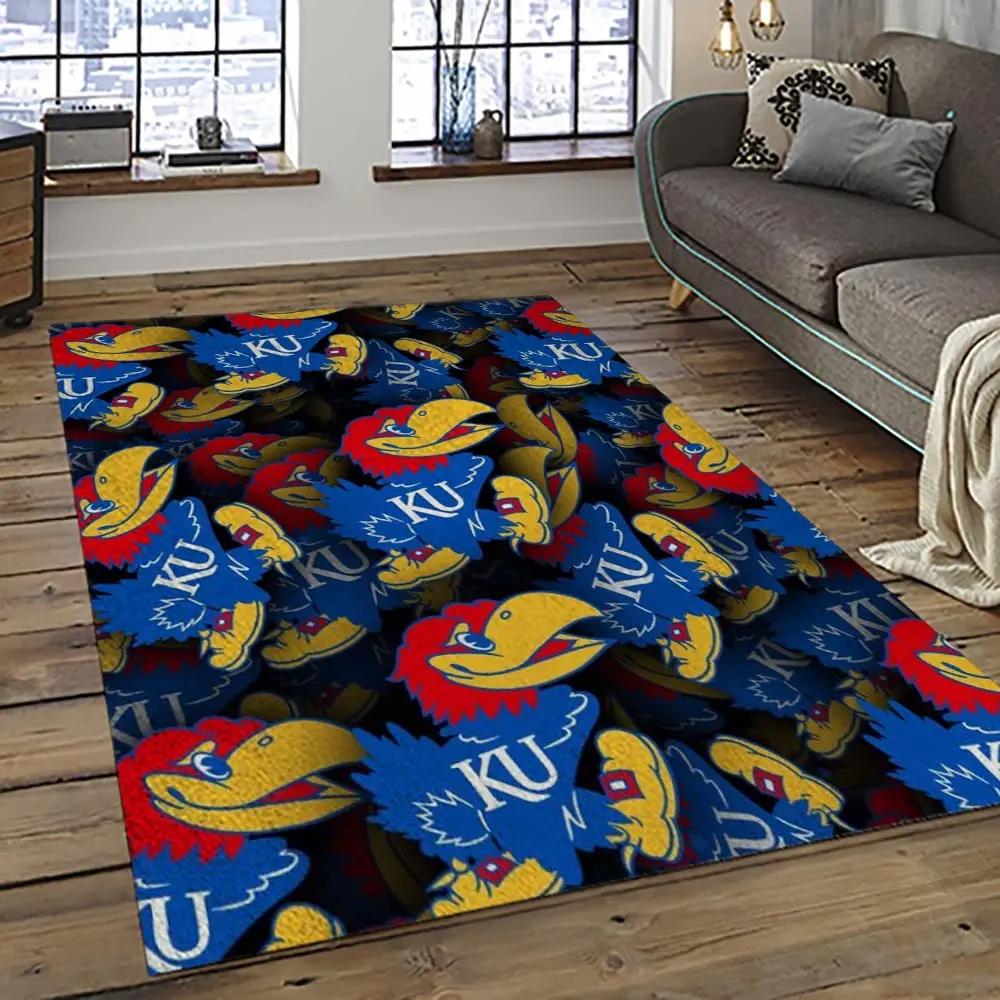 Ncaa kansas jayhawks football team logo sport carpet area rug home decor best gift for friends ksjk13 Rectangle Rug