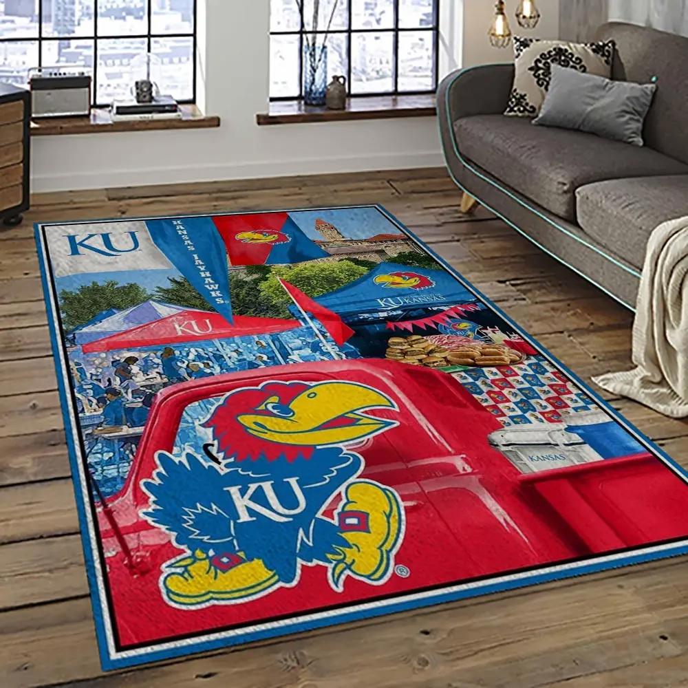 Ncaa kansas jayhawks football team logo sport carpet area rug home decor best gift for friends ksjk19 Rectangle Rug