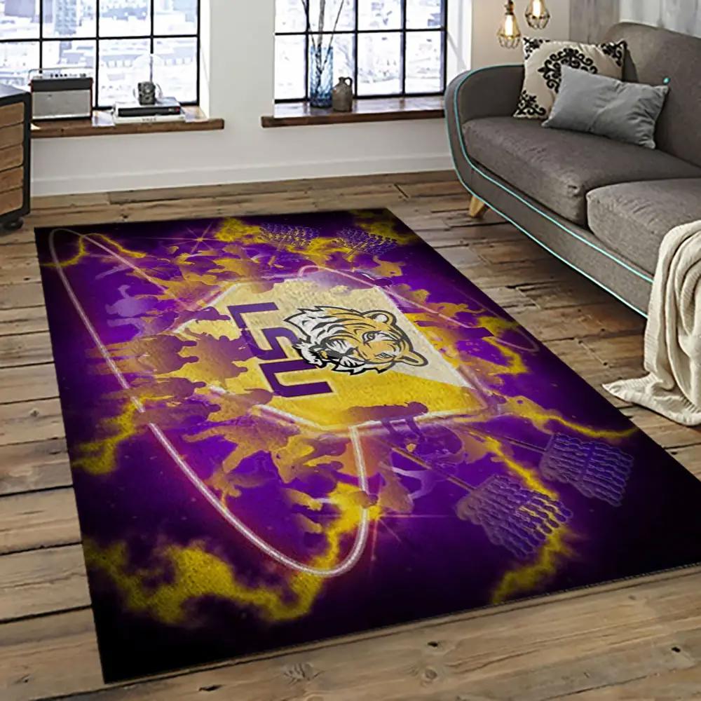 Ncaa lsu tigers basketball team logo sport carpet area rug home decor best gift for friends lsu17 Rectangle Rug