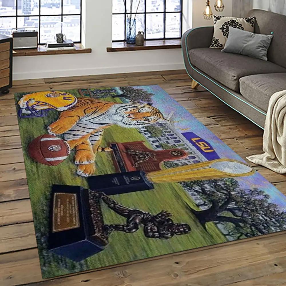 Ncaa lsu tigers basketball team logo sport carpet area rug home decor best gift for friends lsu27 Rectangle Rug