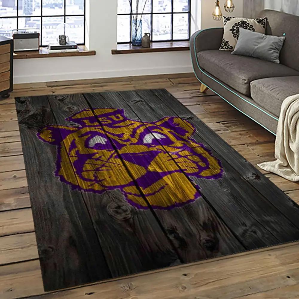 Ncaa lsu tigers basketball team logo sport carpet area rug home decor best gift for friends lsu9 Rectangle Rug