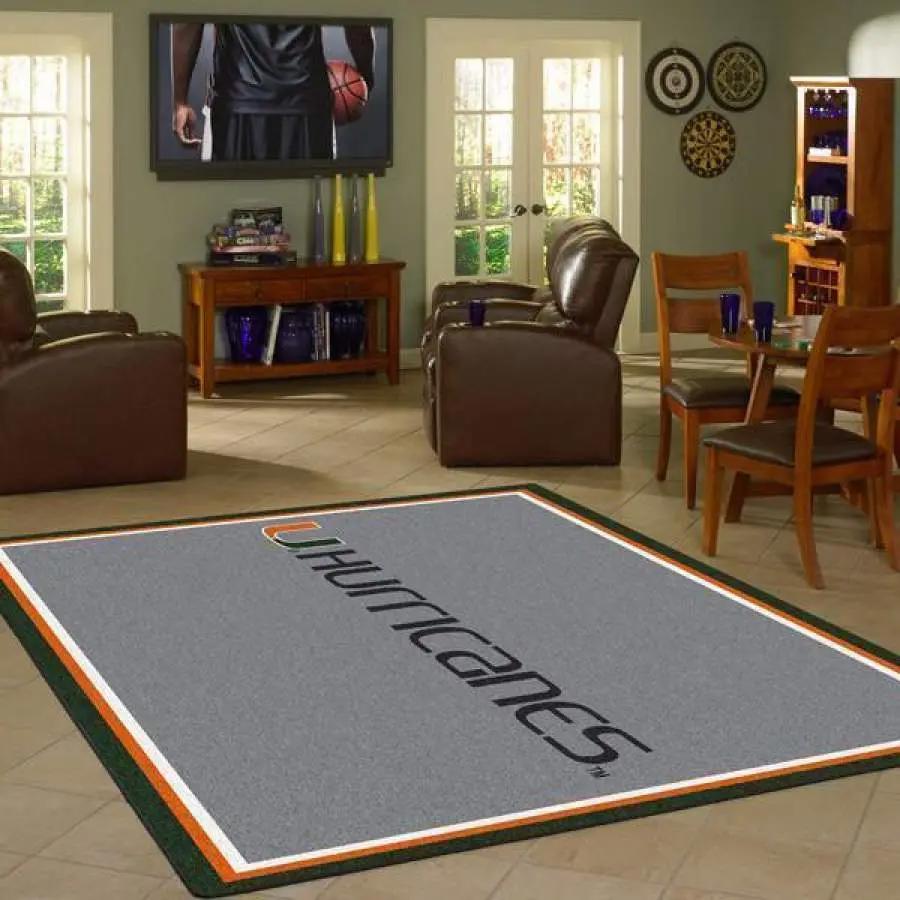 Ncaa miami (fl) hurricanes living room rug rectangle carpet v11079 3 Rectangle Rug