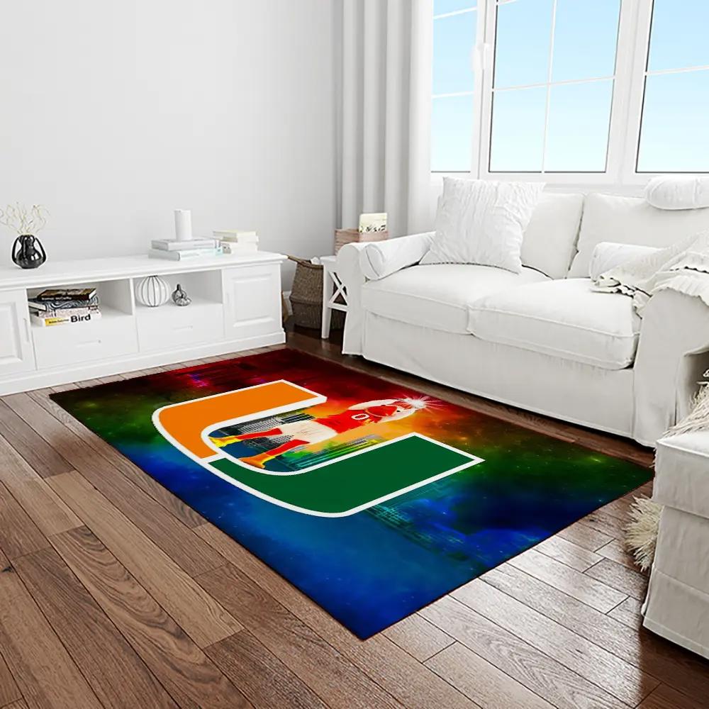 Ncaa miami hurricanes sport basketball and foolball team logo rectangle area rug mh02 Rectangle Rug
