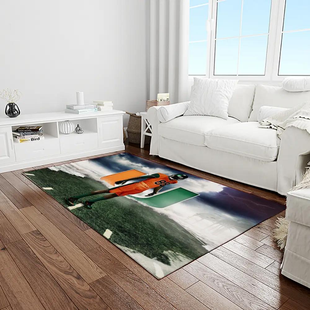 Ncaa miami hurricanes sport basketball and foolball team logo rectangle area rug mh05 Rectangle Rug