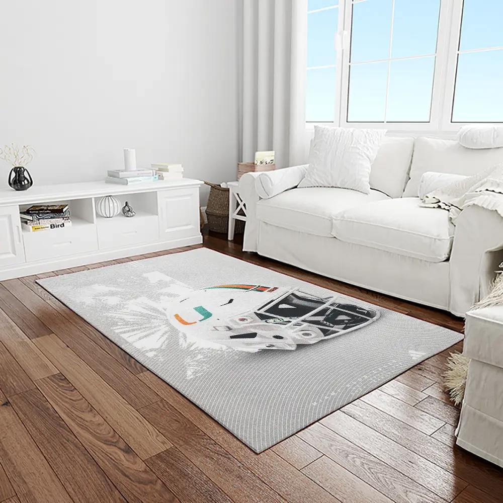 Ncaa miami hurricanes sport basketball and foolball team logo rectangle area rug mh09 Rectangle Rug