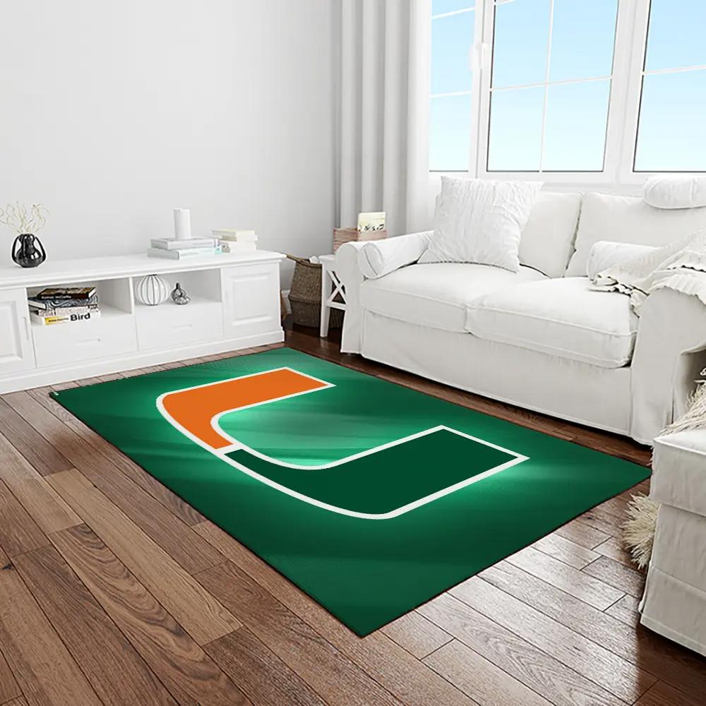 Ncaa miami hurricanes sport basketball and foolball team logo rectangle area rug mh27 Rectangle Rug
