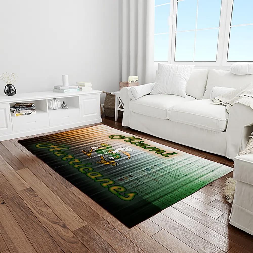 Ncaa miami hurricanes sport basketball and foolball team logo rectangle area rug mh35 Rectangle Rug