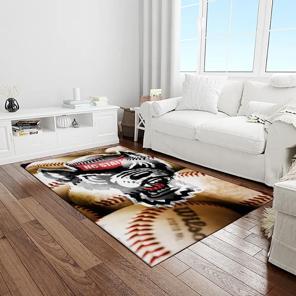 Ncaa nc state wolfpack sport basketball and foolball team logo rectangle area rug ncsw32 Rectangle Rug