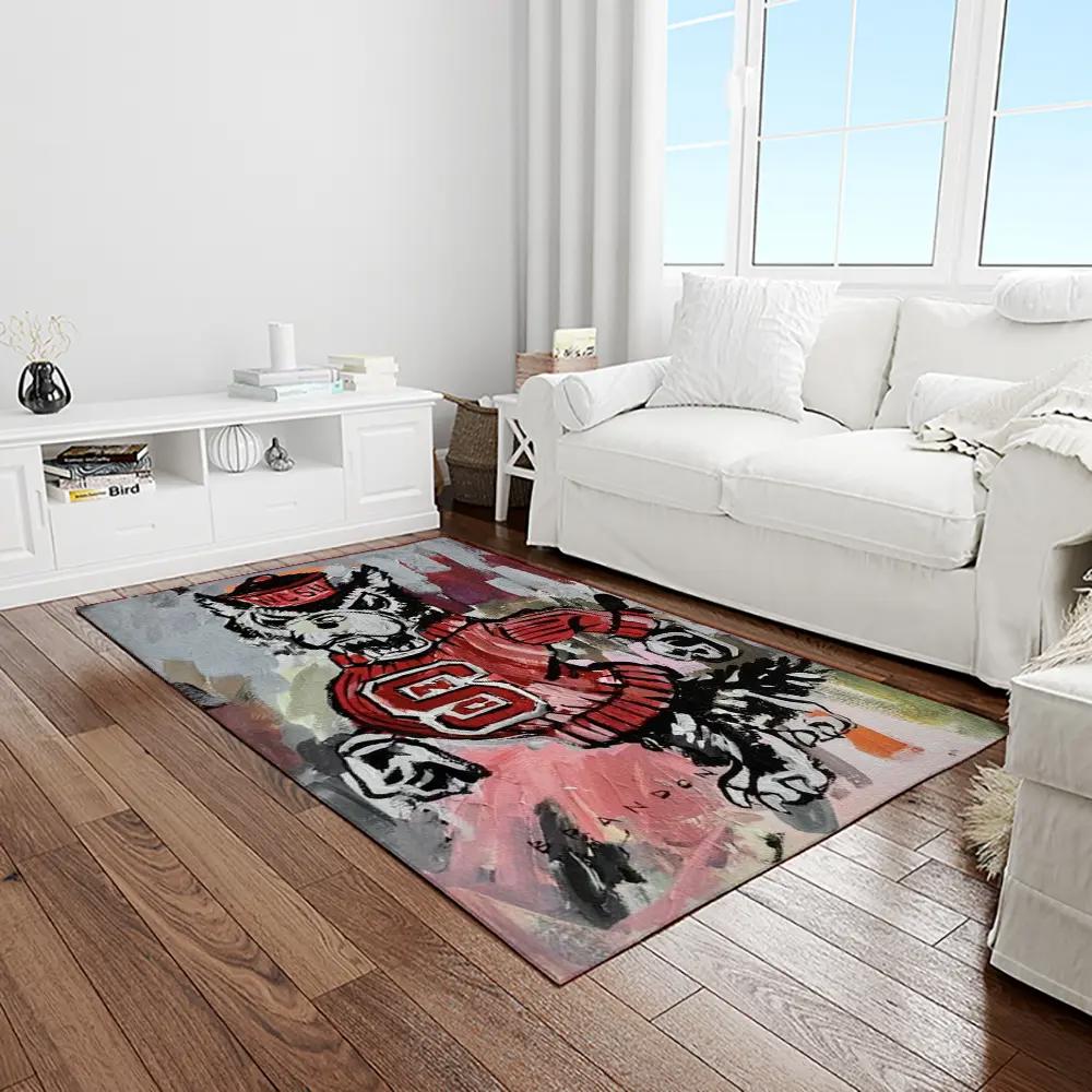 Ncaa nc state wolfpack sport basketball and foolball team logo rectangle area rug ncsw48 Rectangle Rug