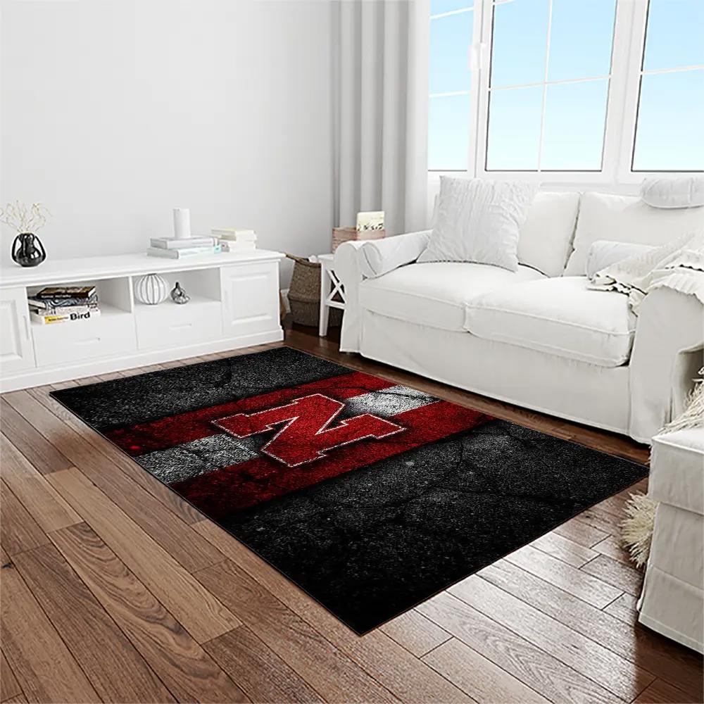 Ncaa nebraska cornhuskers college sport basketball and foolball team logo rectangle area rug ncs33 Rectangle Rug