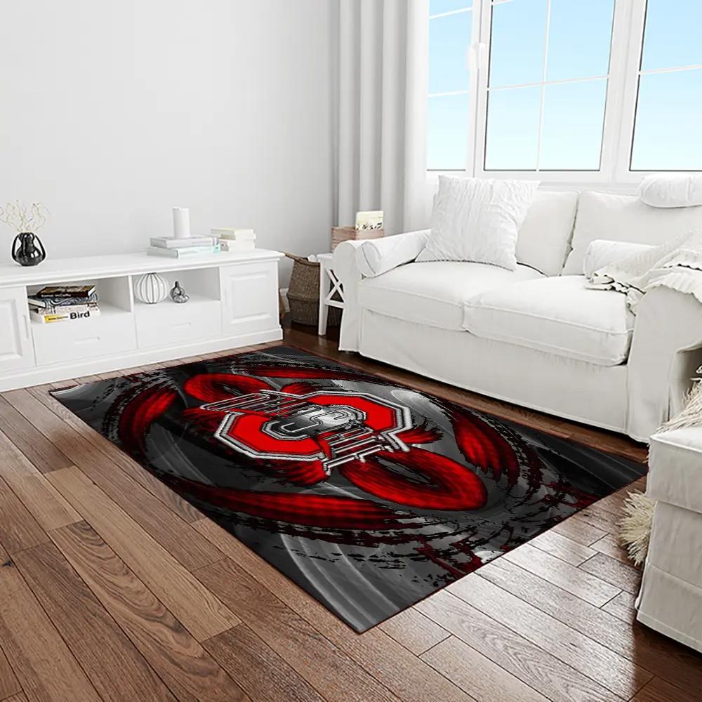 Ncaa ohio state buckeyes college sport basketball and foolball team logo rectangle area rug osb25 Rectangle Rug
