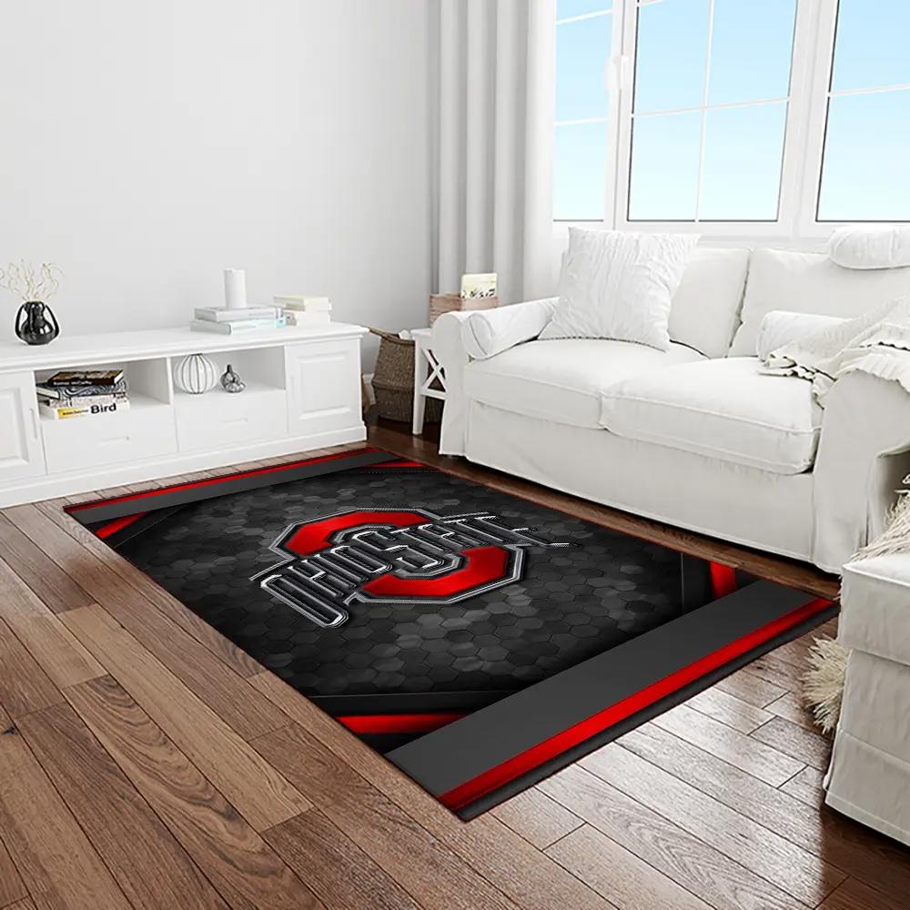 Ncaa ohio state buckeyes college sport basketball and foolball team logo rectangle area rug osb46 Rectangle Rug