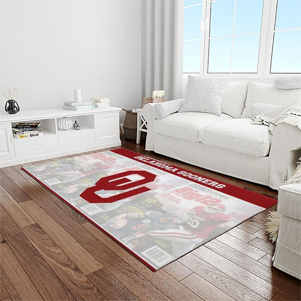 Ncaa oklahoma sooners sport basketball and foolball team logo rectangle area rug os57 Rectangle Rug