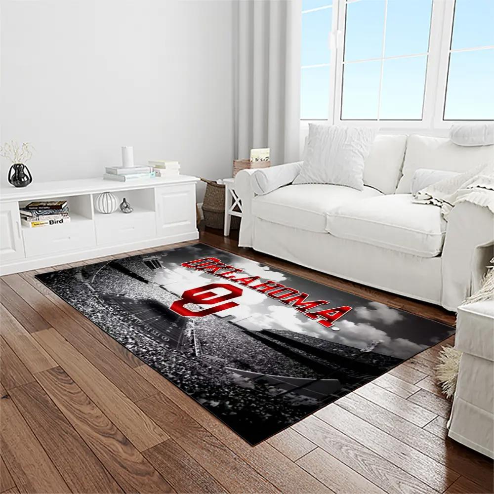 Ncaa oklahoma sooners sport basketball and foolball team logo rectangle area rug os81 Rectangle Rug