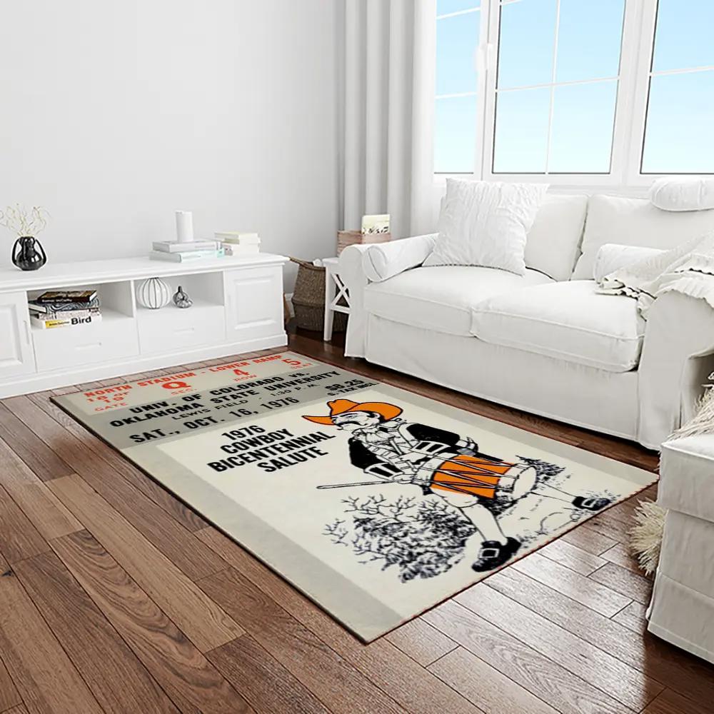Ncaa oklahoma state cowboys sport basketball and foolball team logo rectangle area rug osc08 Rectangle Rug