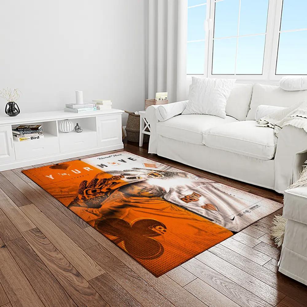 Ncaa oklahoma state cowboys sport basketball and foolball team logo rectangle area rug osc16 Rectangle Rug