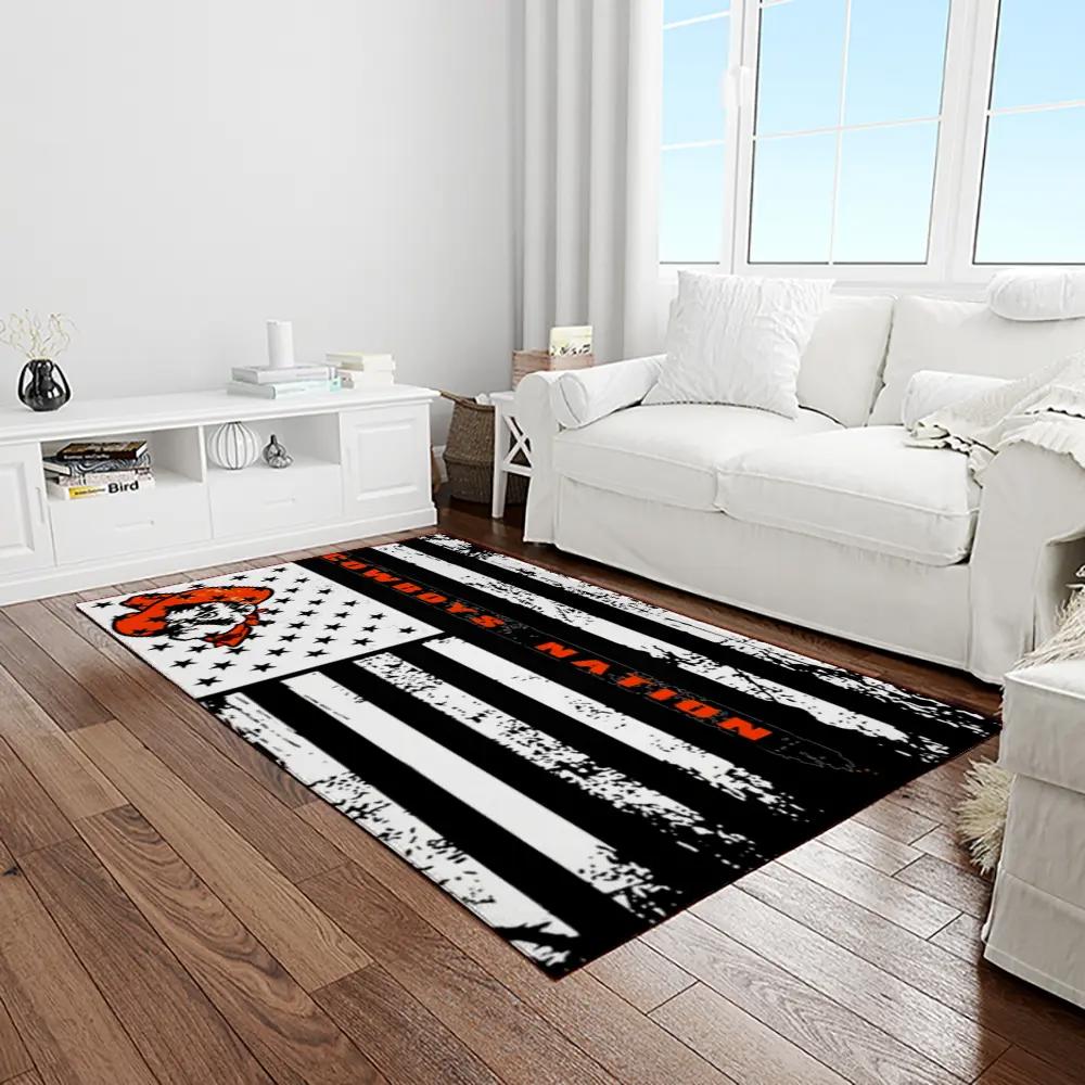Ncaa oklahoma state cowboys sport basketball and foolball team logo rectangle area rug osc24 Rectangle Rug
