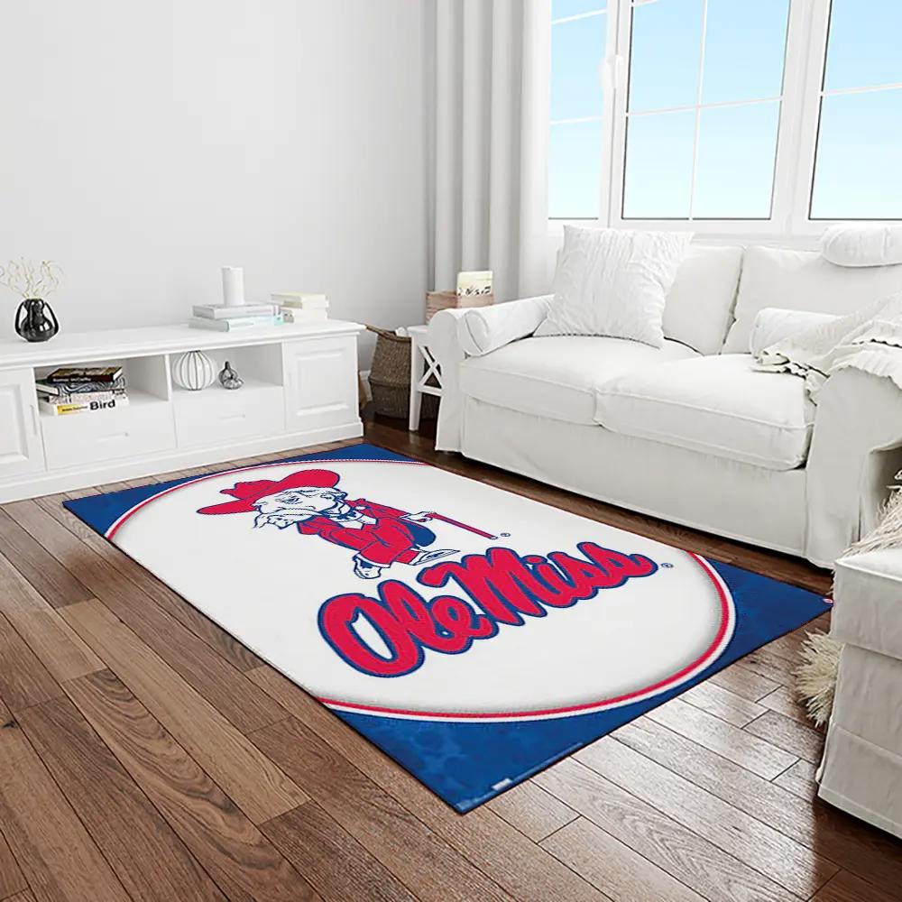 Ncaa ole miss rebels sport basketball and foolball team logo rectangle area rug omr12 Rectangle Rug