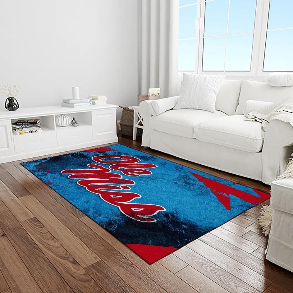 Ncaa ole miss rebels sport basketball and foolball team logo rectangle area rug omr26 Rectangle Rug