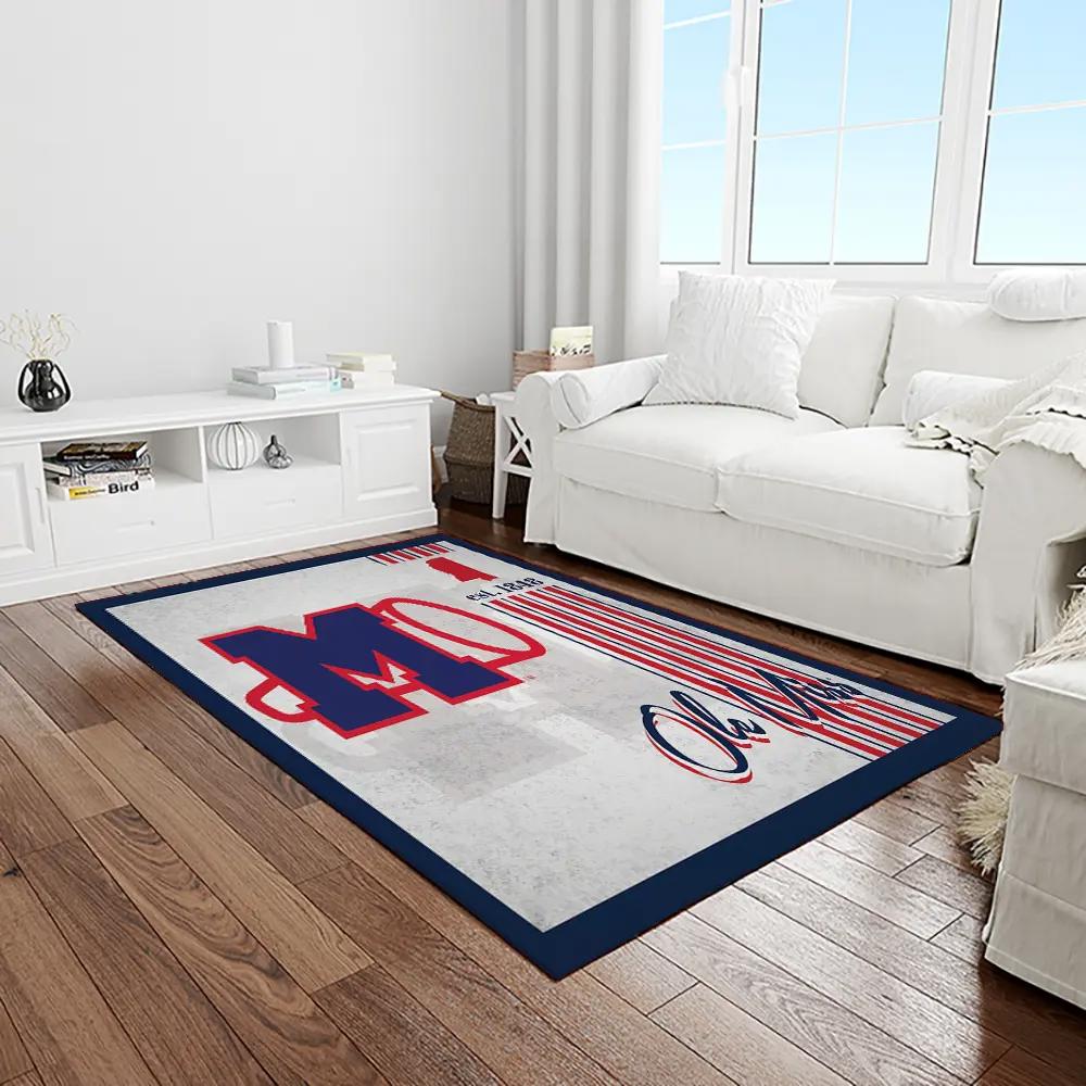 Ncaa ole miss rebels sport basketball and foolball team logo rectangle area rug omr34 Rectangle Rug
