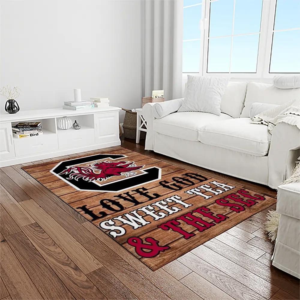 Ncaa south carolina gamecocks college sport basketball and foolball team logo rectangle area rug scg23 Rectangle Rug