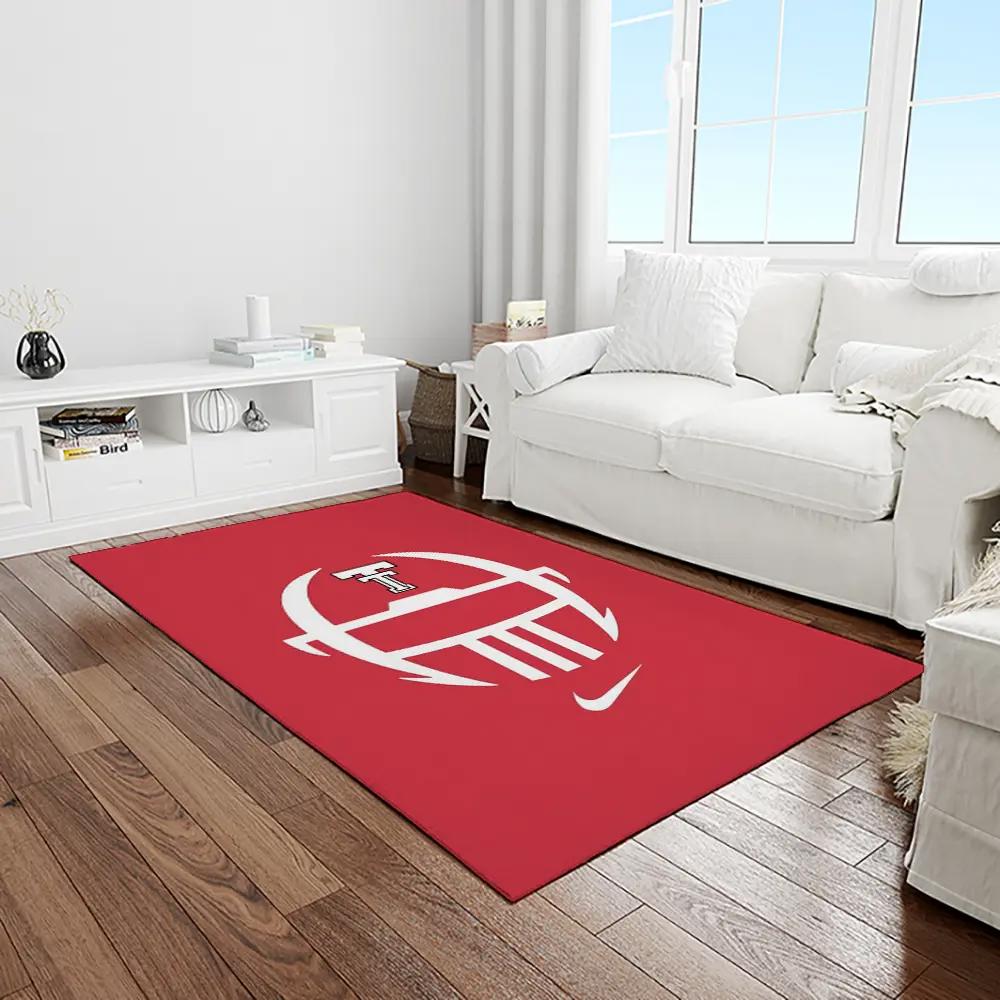 Ncaa texas tech red raiders sport basketball and foolball team logo rectangle area rug ttrr39 Rectangle Rug