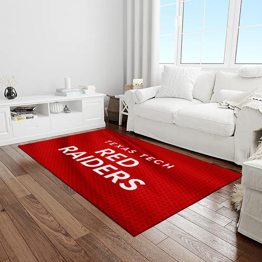Ncaa texas tech red raiders sport basketball and foolball team logo rectangle area rug ttrr61 Rectangle Rug