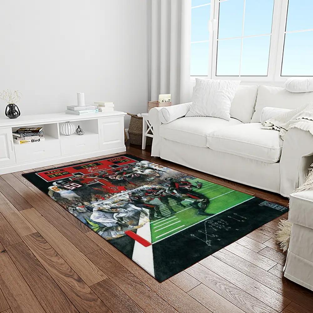 Ncaa texas tech red raiders sport basketball and foolball team logo rectangle area rug ttrr62 Rectangle Rug