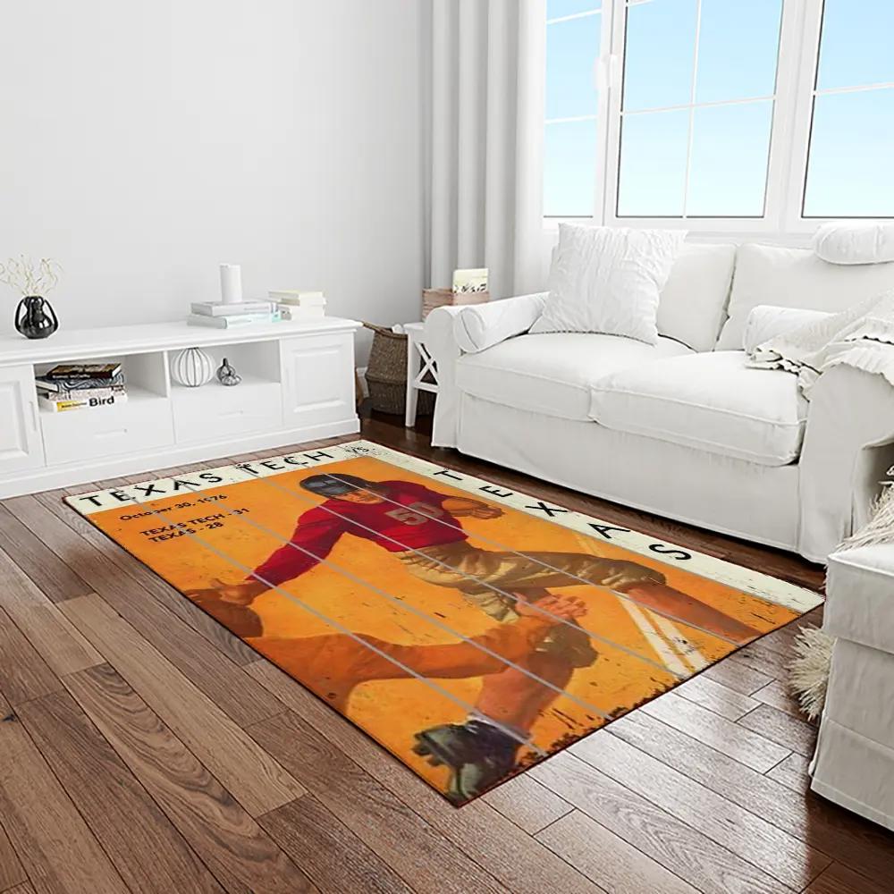 Ncaa texas tech red raiders sport basketball and foolball team logo rectangle area rug ttrr81 Rectangle Rug