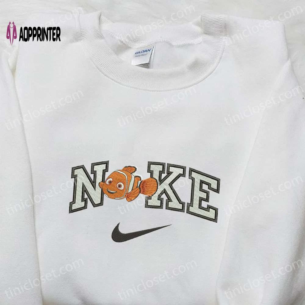 Nemo x nike cartoon sweatshirt: disney characters embroidered shirt nike inspired design Embroidered Shirt