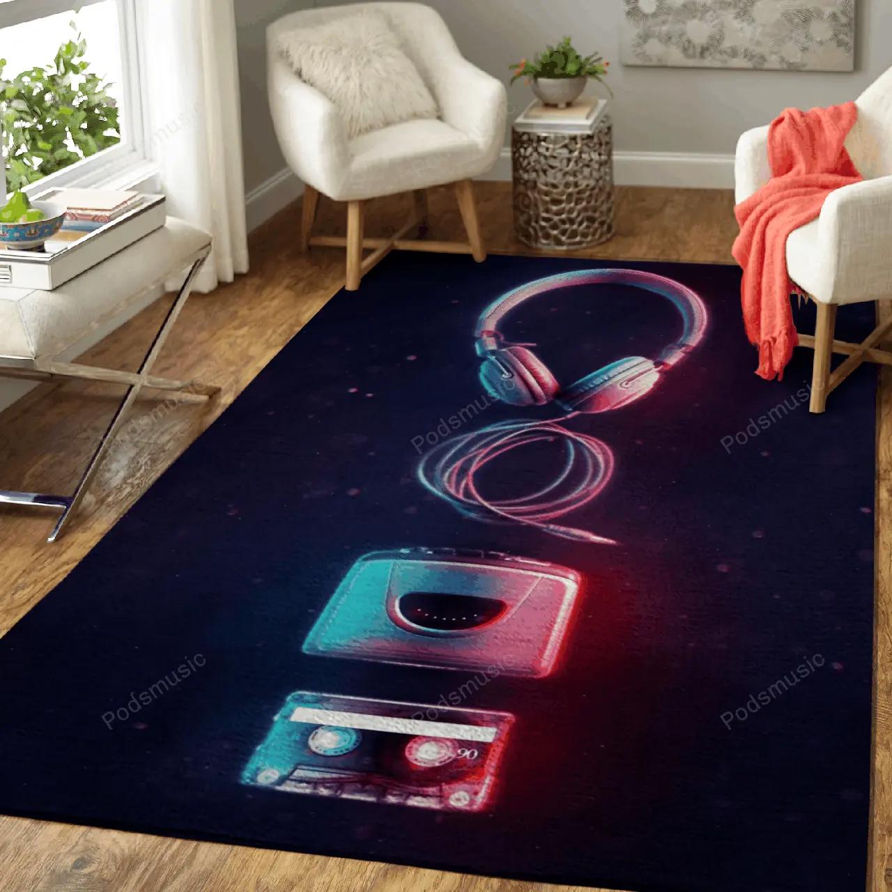 Neon music gadgets 1 neon musical instruments art for fans area rug living room carpet rug regtangle carpet floor decor home decor Rectangle Rug