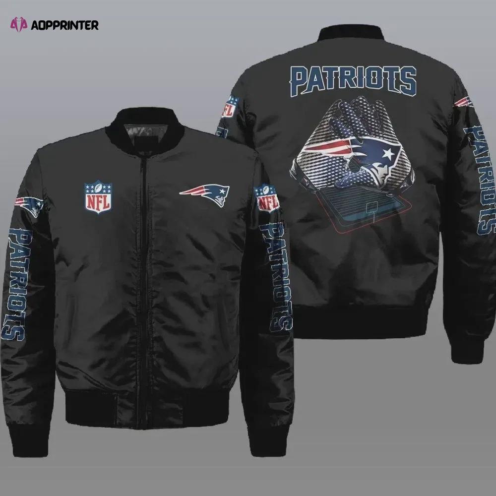 New england patriots pattern bomber jacket – black Bomber Jacket