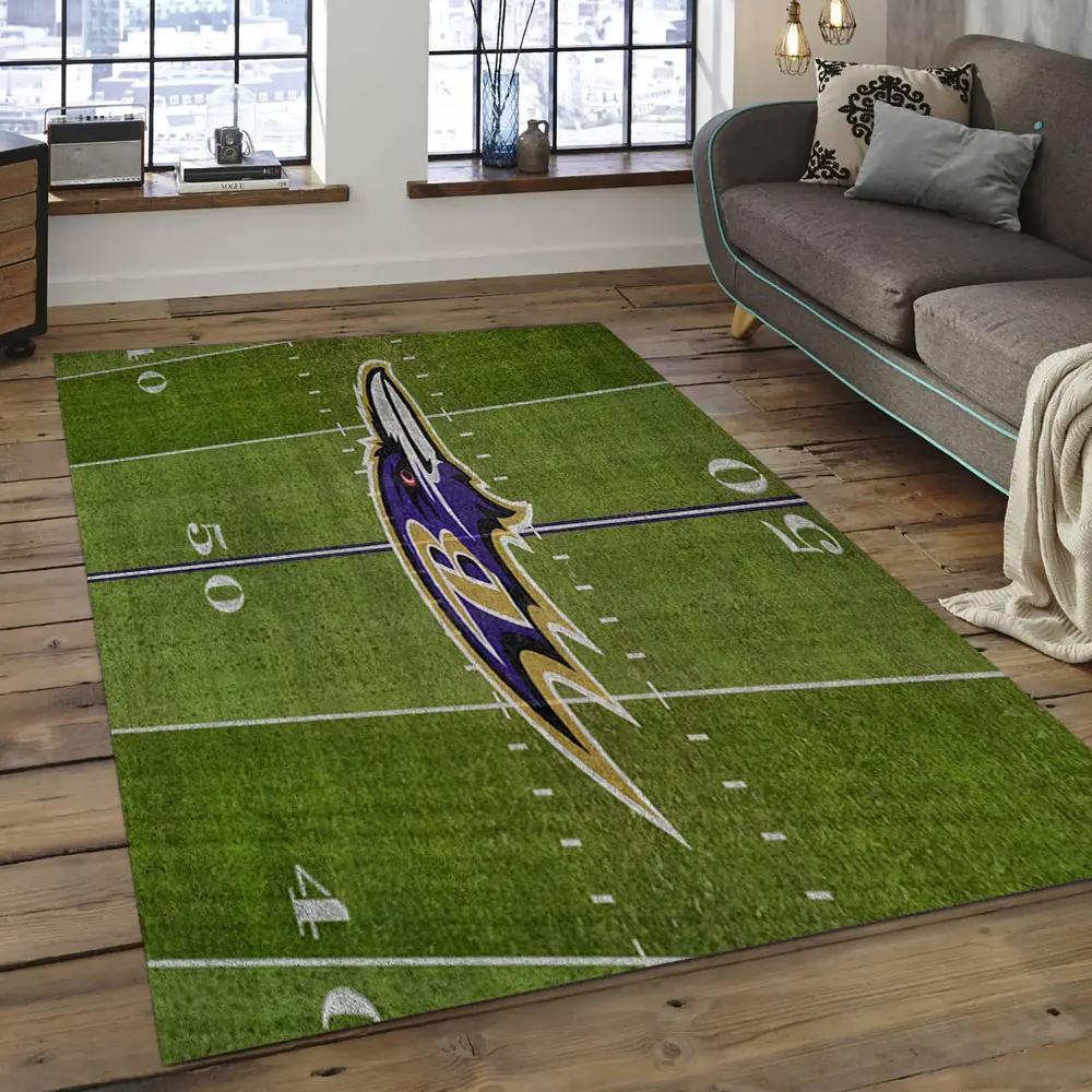 Nfl baltimore ravens field football team logo rectangle area rug brv19 Rectangle Rug