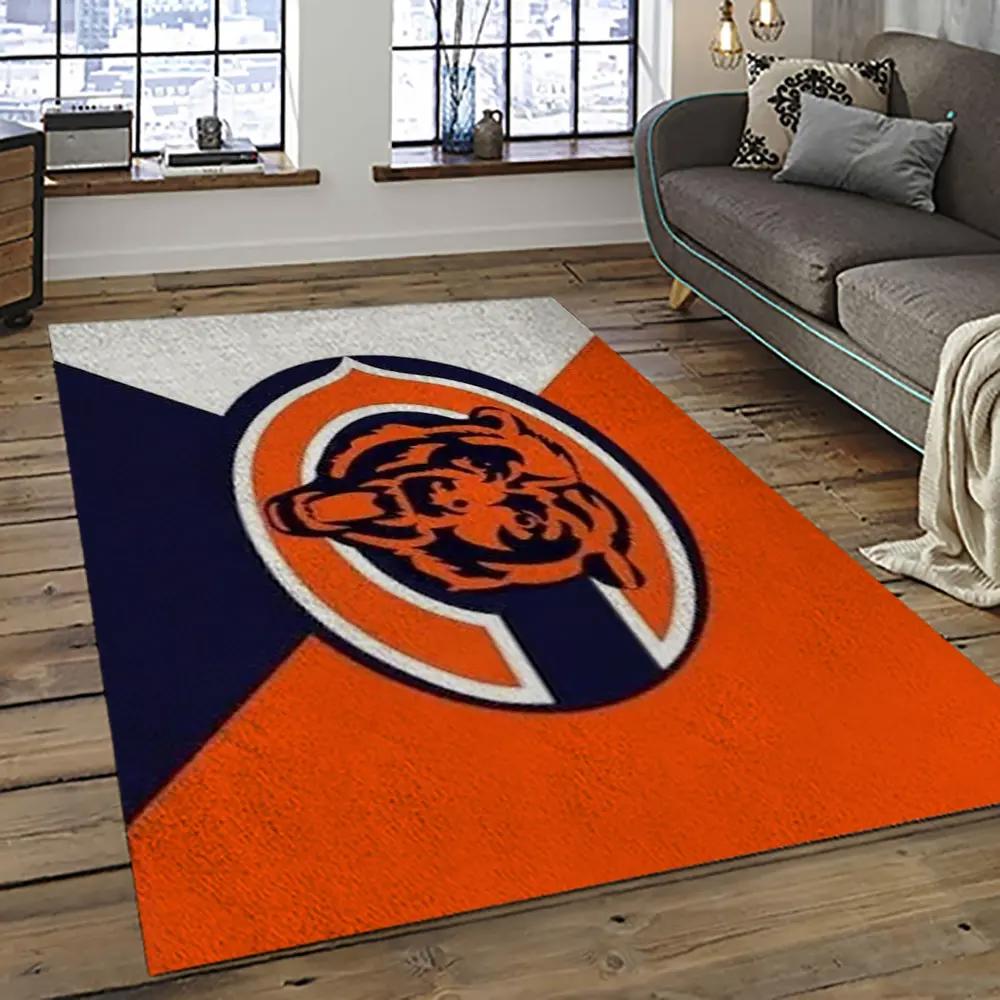 Nfl chicago bears football team logo sport carpet rectangle area rug for living room ccb04 Rectangle Rug