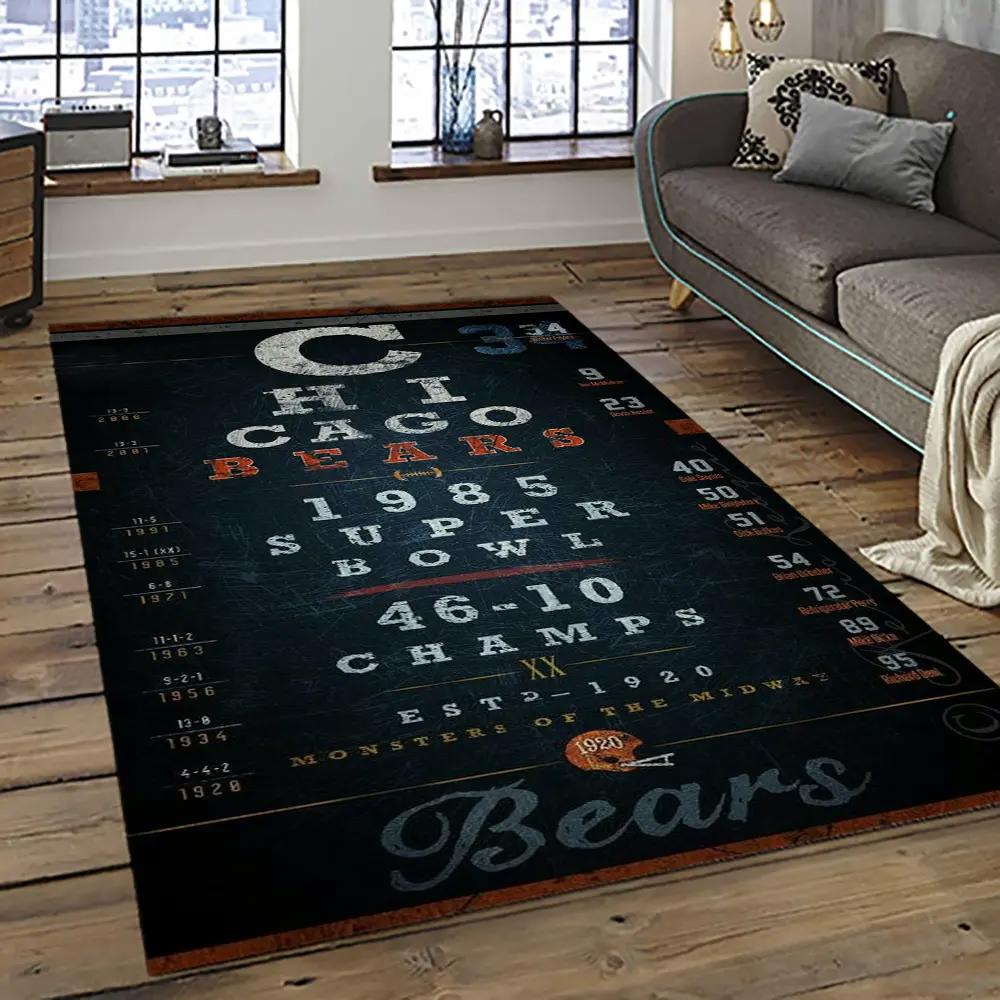 Nfl chicago bears football team logo sport carpet rectangle area rug for living room ccb35 Rectangle Rug