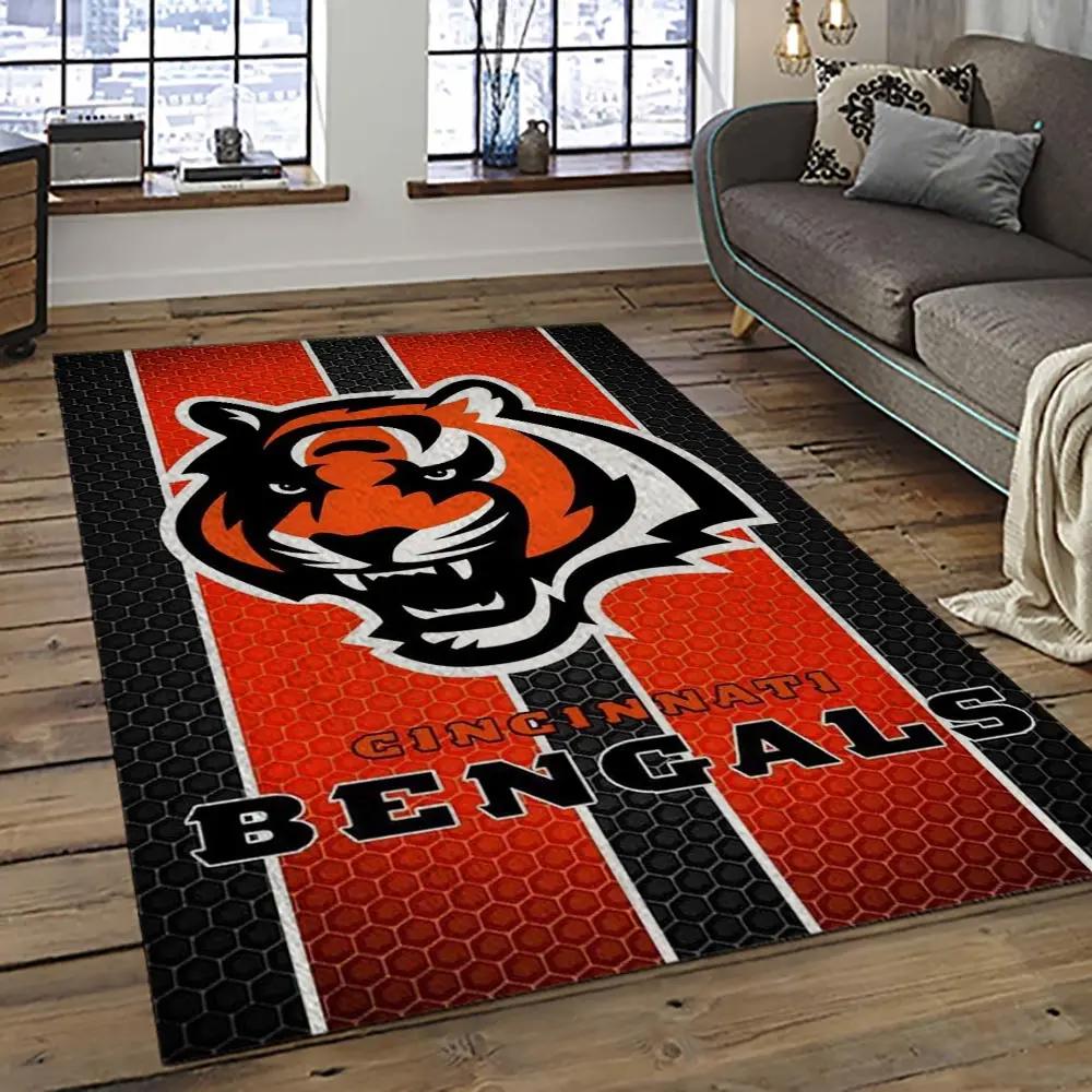 Nfl cincinnati bengals football team logo sport carpet area rug who dey nation gift for friends cnns71 Rectangle Rug
