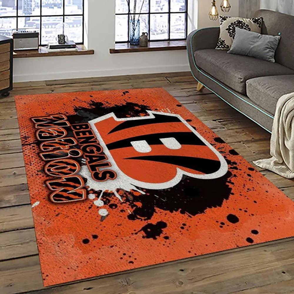 Nfl cincinnati bengals football team logo sport carpet area rug who dey nation gift for friends cnns76 Rectangle Rug