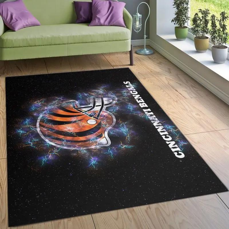 Nfl cincinnati bengals team area rug living room carpet home rug 17 Rectangle Rug