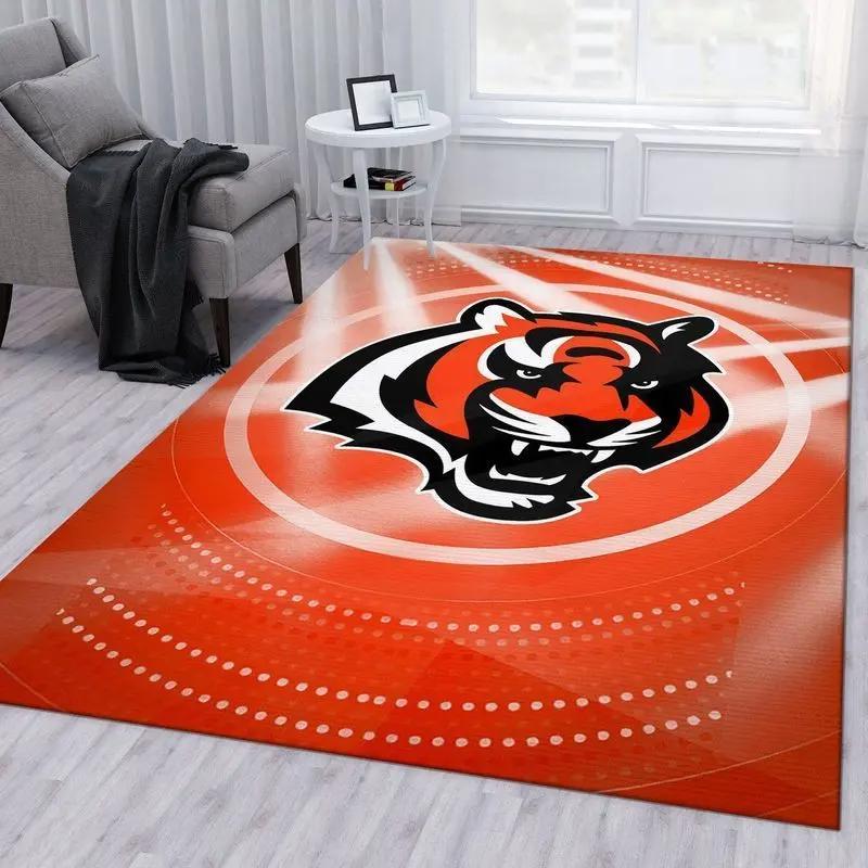 Nfl cincinnati bengals team area rug living room carpet home rug 19 Rectangle Rug