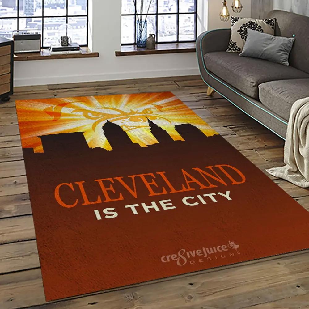 Nfl cleveland browns football team logo sport carpet rectangle area rug for living room cb17 Rectangle Rug