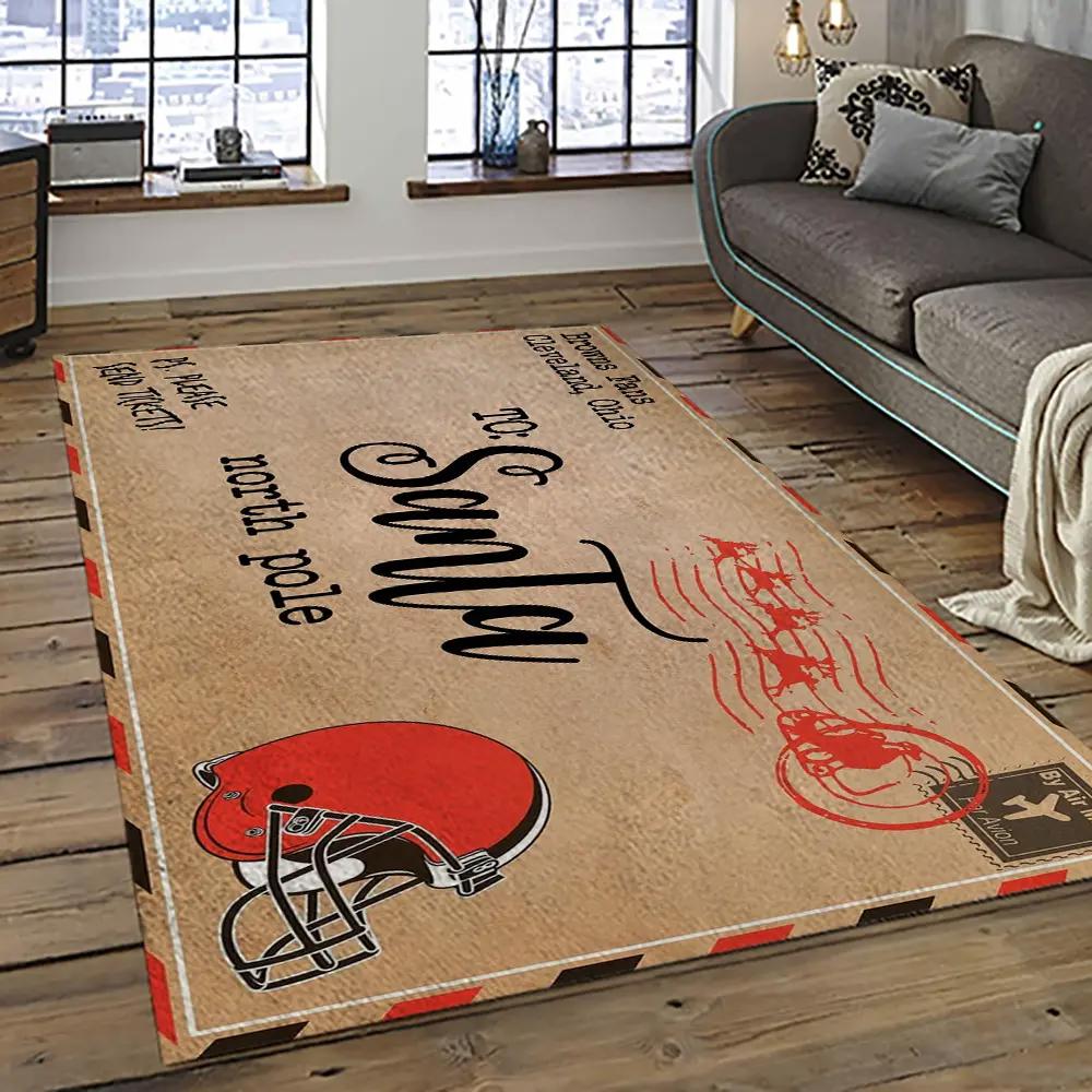 Nfl cleveland browns football team logo sport carpet rectangle area rug for living room cb68 Rectangle Rug