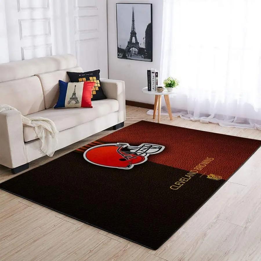 Nfl cleveland browns rug living room rug home decorhome decor Rectangle Rug