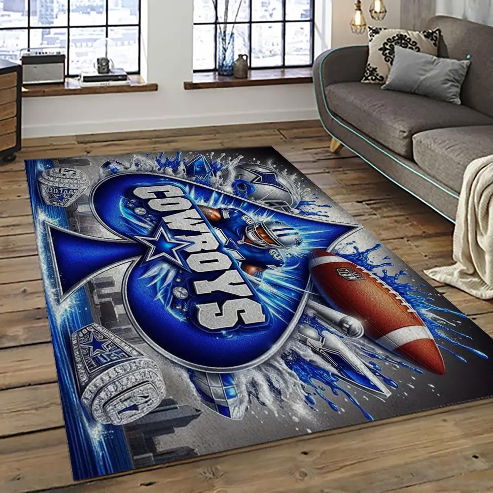Nfl dallas cowboy football team logo sport carpet rectangle area rug for living room dc35 Rectangle Rug