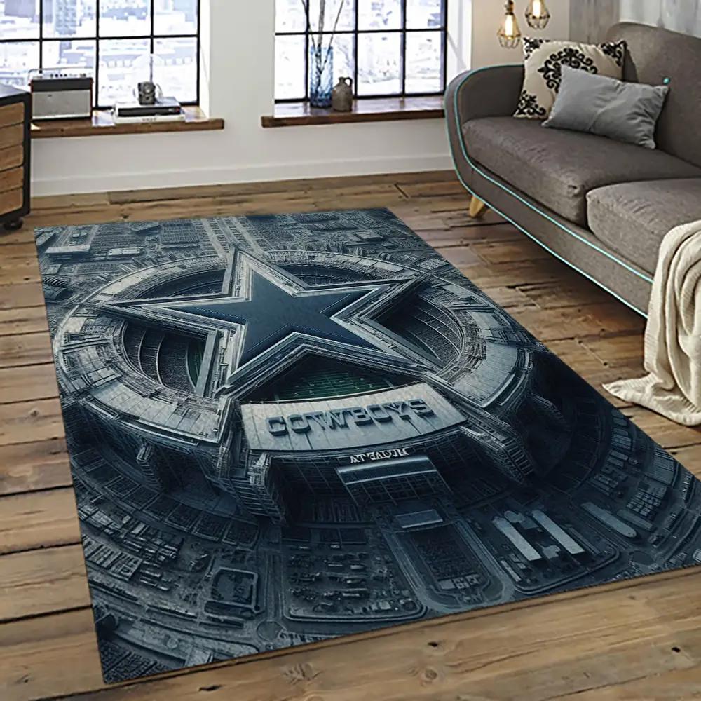 Nfl dallas cowboy football team logo sport carpet rectangle area rug for living room dc52 Rectangle Rug