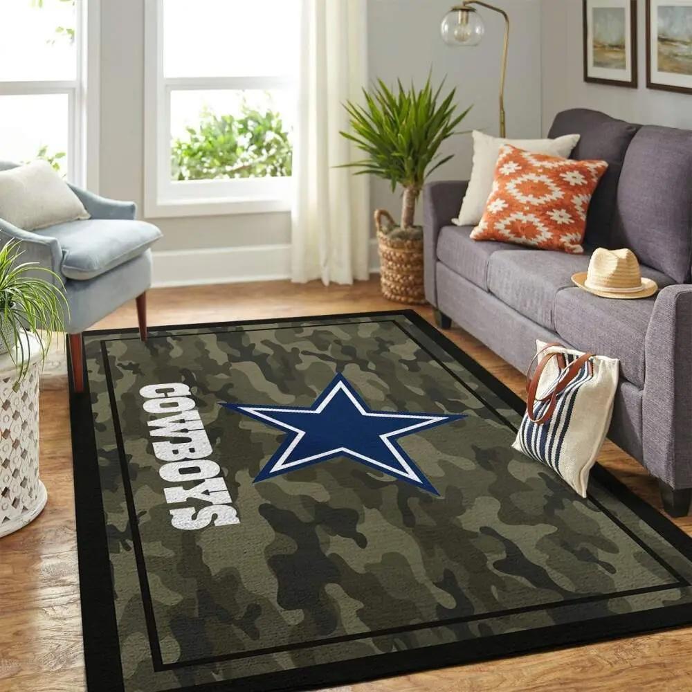 Nfl dallas cowboys area rugs camo style living room carpet team logo home Rectangle Rug
