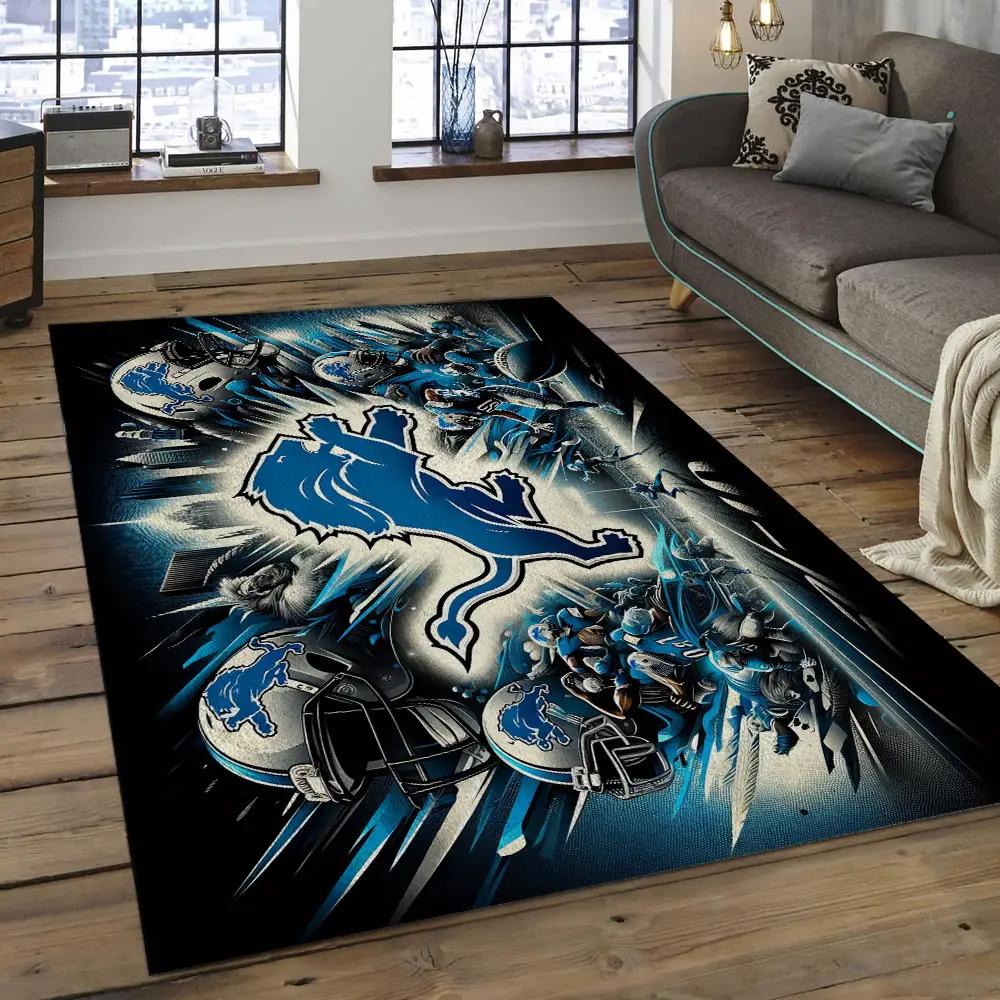 Nfl detroit lions football team logo rectangle area rug dl29 Rectangle Rug
