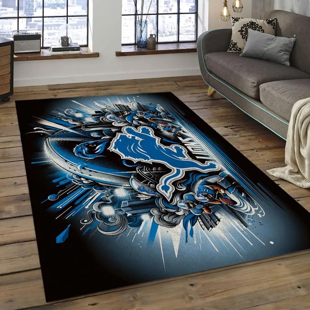 Nfl detroit lions football team logo rectangle area rug dl30 Rectangle Rug