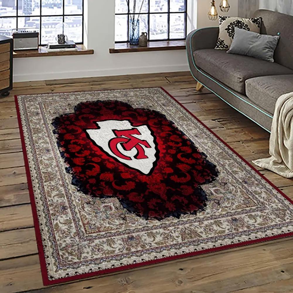 Nfl kansas city chiefs football team logo sport carpet area rug home decor best gift for friends kscc69 Rectangle Rug