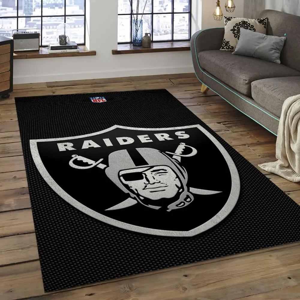 Nfl las vegas raiders football team logo rectangle area rug lvr27 Rectangle Rug