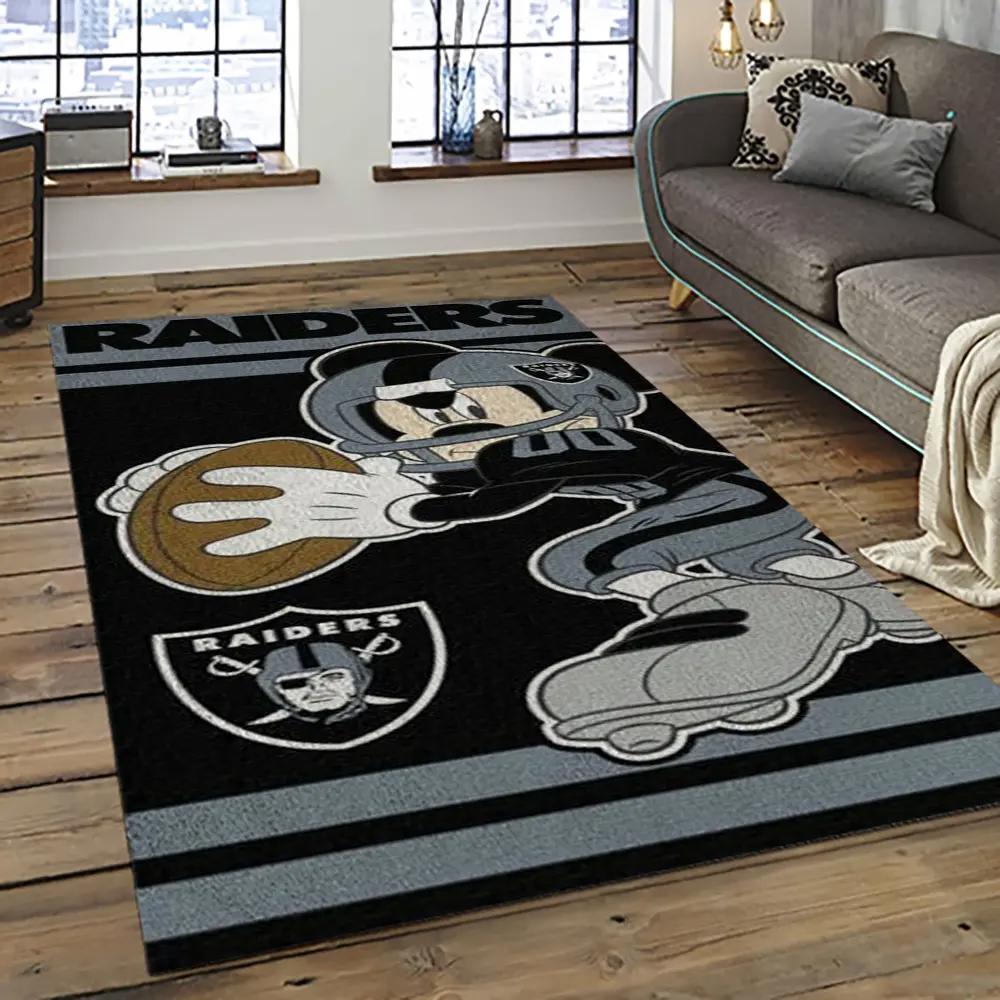 Nfl las vegas raiders football team logo sport carpet rectangle area rug for living room lvrd10 Rectangle Rug
